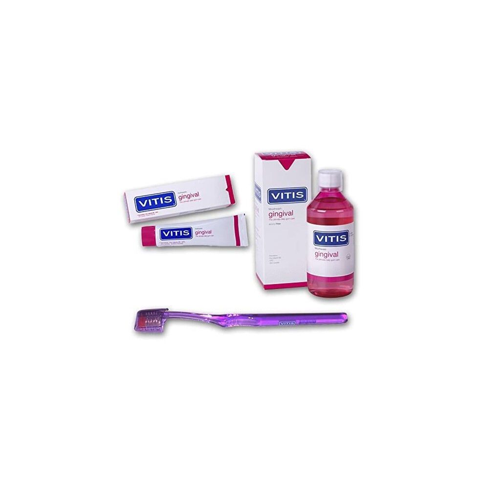 Vitis Gingival Set - Mouthwash 500Ml, Toothpaste 100Ml & Toothbrush