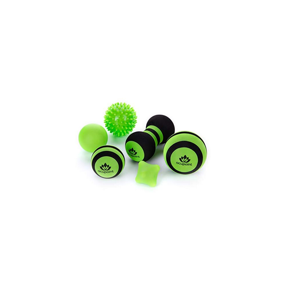 Acupoint Massage Ball Set - 6 Physical Therapy Balls For Post Workout - Deep Tissue, Trigger Point, & Myofascial Release - Lacrosse Ball, Peanut