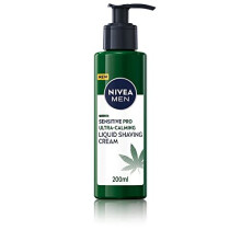 NIVEA MEN Sensitive Pro Ultra Calming Liquid Shaving Cream (200 ml), Shaving Cream Enriched with Hemp Seed Oil and Vitamin E for Stress-Minimisin