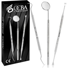OCBA Plaque Remover for Teeth Cleaning Kit Stainless Steel Dental Plaque Removal Tool Including Dentist Mirror for Personal and Home Use
