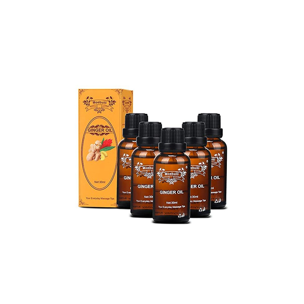 Moebuiti Ginger Oil, Spa Massage Oils, Plant Essential Oil, Ginger Oil For Massage Lymphatic Drainage, Body Massage Oil Promote Blood Circulation, Relieve