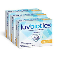 Luvbiotics Lozenges with Probiotics, Xylitol & Aloe Vera Promotes Good Bacteria for Fresh Breath, Healthy Gums and Cavity Protection. Lemon Flavo