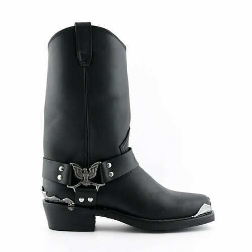 (43) Grinders Leather Mens Eagle Hi Black Biker Boots 1