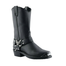 (43) Grinders Leather Mens Eagle Hi Black Biker Boots