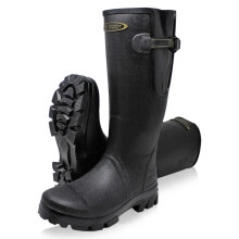(UK9 EU43, Black) Dirt Boot Unisex Neoprene Lined Gamekeeper Wellington Muck Field Gusset Boots Wellies