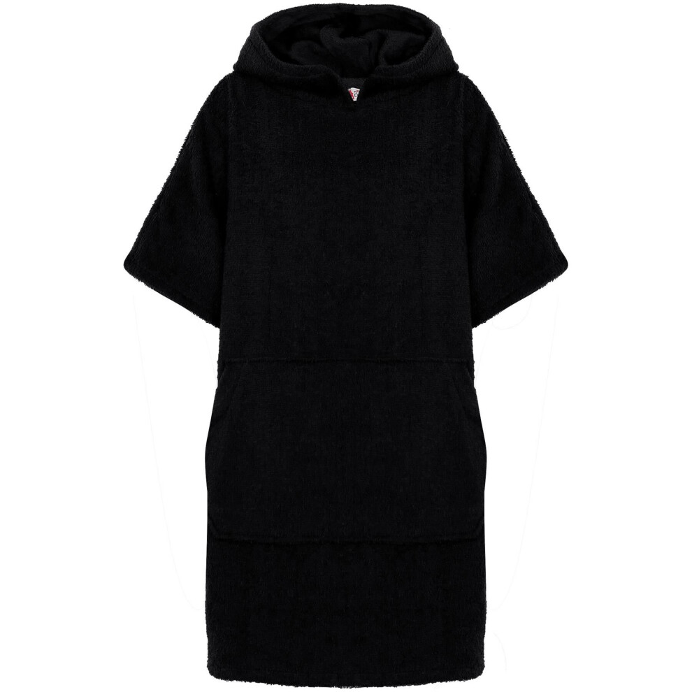 (10-13 Years, Black) Kids Unisex Towel Poncho Bathrobe Soft Beach Bath