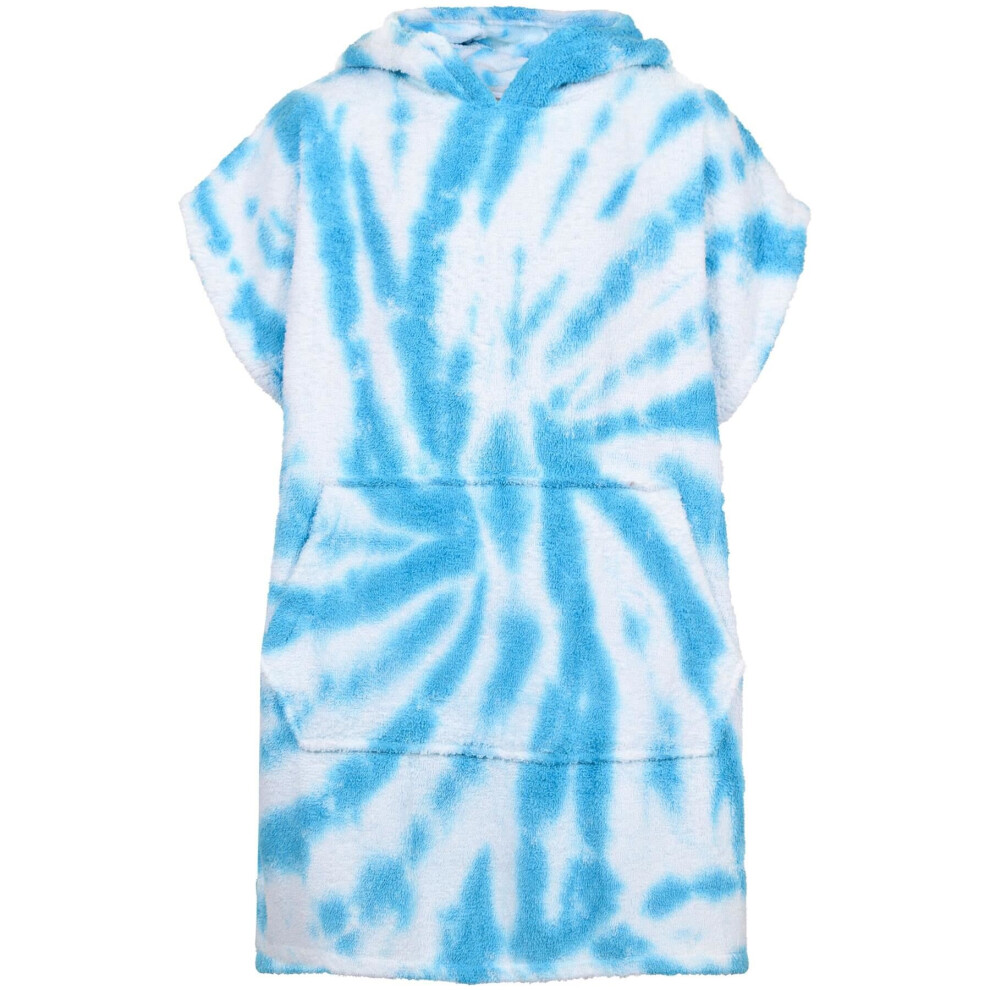 (10-13 Years, Tie Dye Blue) Kids Unisex Towel Poncho Bathrobe Soft Beach Bath