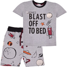 (9-10 Years) Boys Rocket Spaceship Blast Off Grey Pyjamas