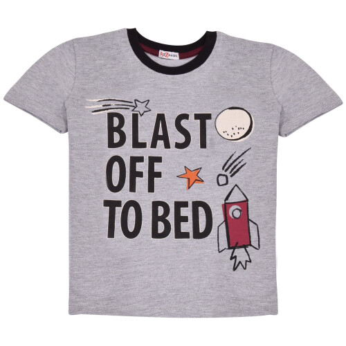 (9-10 Years) Boys Rocket Spaceship Blast Off Grey Pyjamas 1