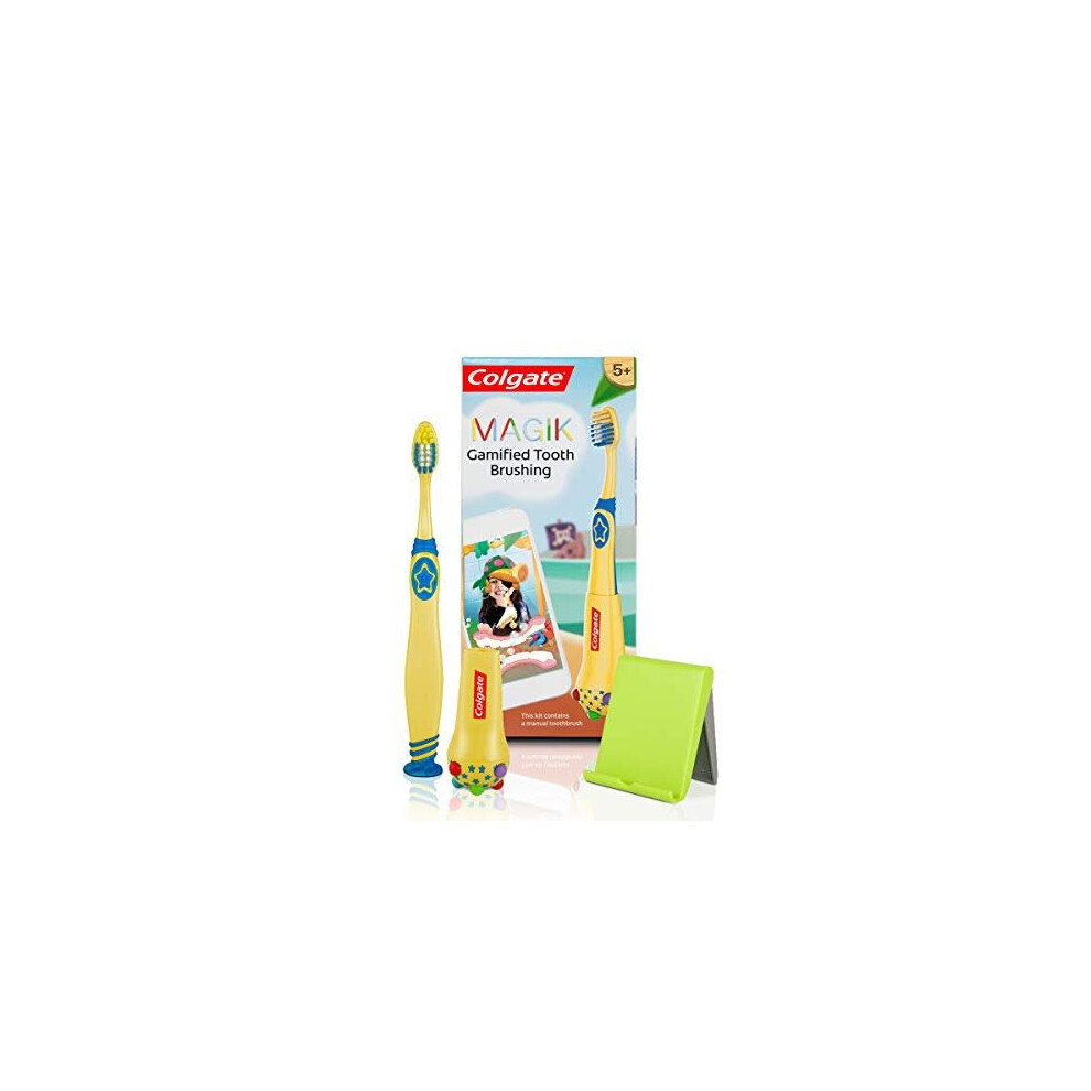 Colgate Magik Toothbrush for Kids, Children's Manual Toothbrush to use with Interactive Free Smartphone App, Contains Toothbrush with Brush Holde