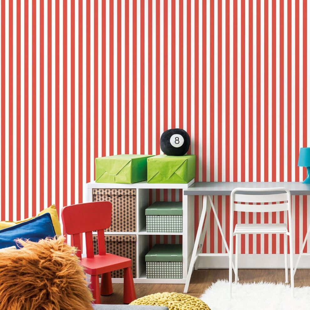 Tiny Tots 2 Regency Stripe Wallpaper Red Galerie G78404 5055430084040