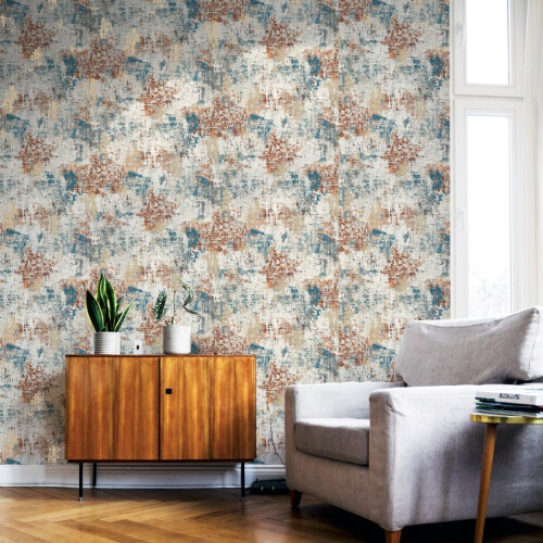 Arthouse Abstract Texture Wallpaper Copper / Navy Arthouse 297406 2