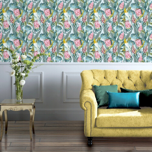 Arthouse Rainforest Escape Wallpaper Green / Pink Arthouse 297905 2