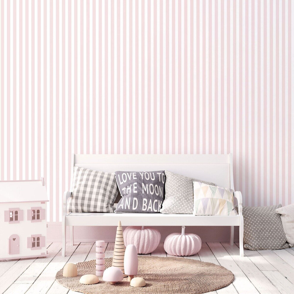 Tiny Tots 2 Regency Stripe Wallpaper Pink Galerie G78403 5055430084033