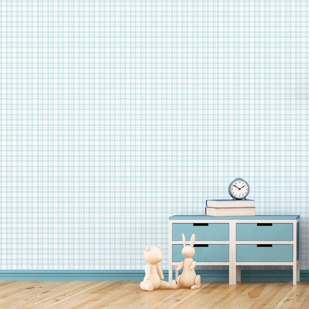 Tiny Tots 2 Plaid Wallpaper Turquoise Galerie G78397 5055430083975