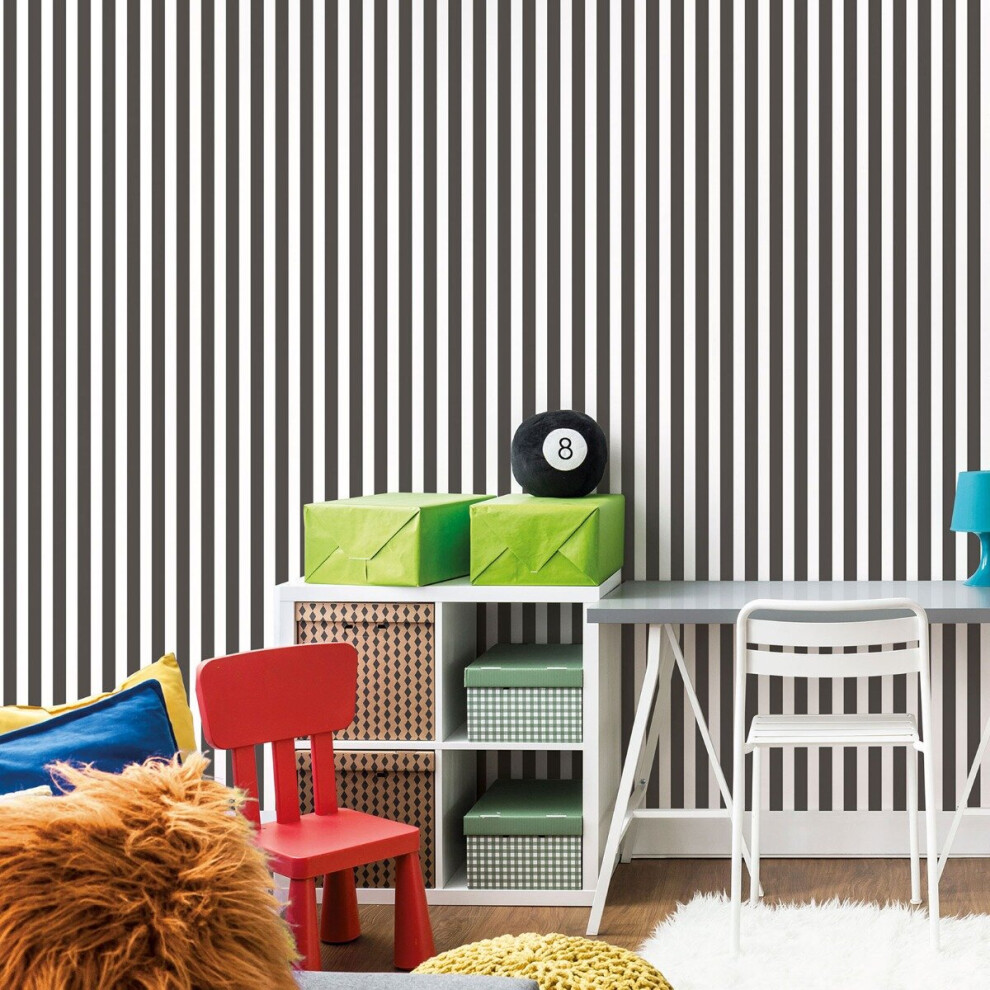 Tiny Tots 2 Regency Stripe Wallpaper Black Galerie G78399 5055430083999
