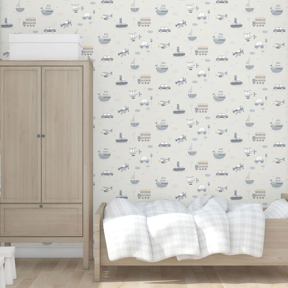 Tiny Tots 2 Transportation Wallpaper Greige Tan Galerie G78417 5055430084170