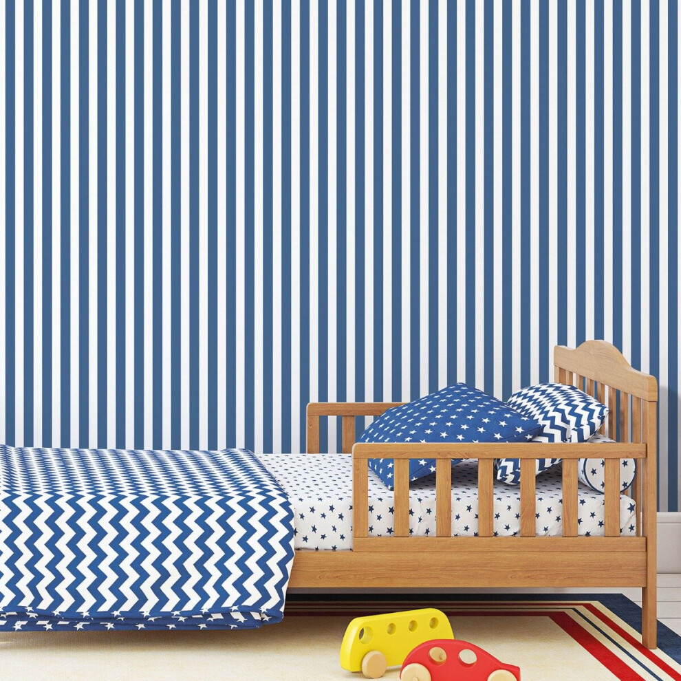 Tiny Tots 2 Regency Stripe Wallpaper Cobalt Blue Galerie G78400 5055430084002