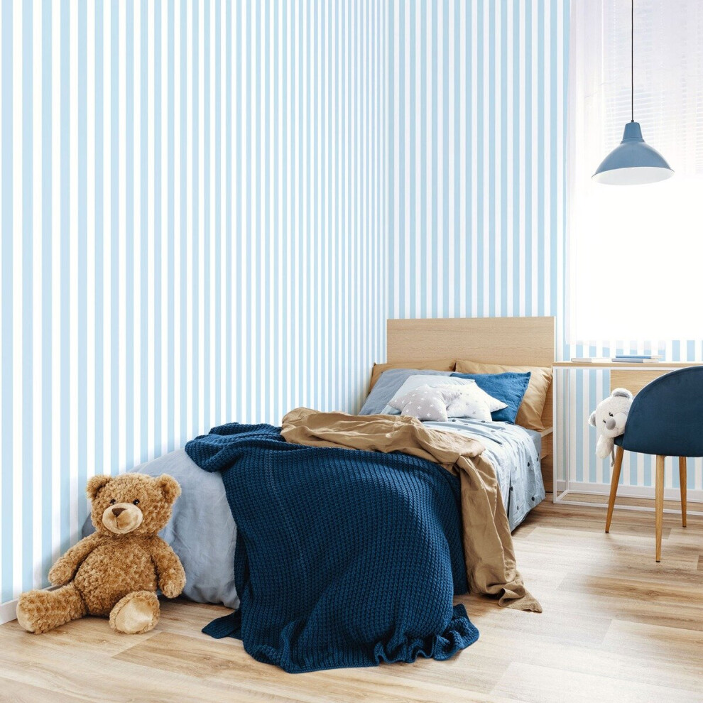 Tiny Tots 2 Regency Stripe Wallpaper Sky Blue Galerie G78405 5055430084057