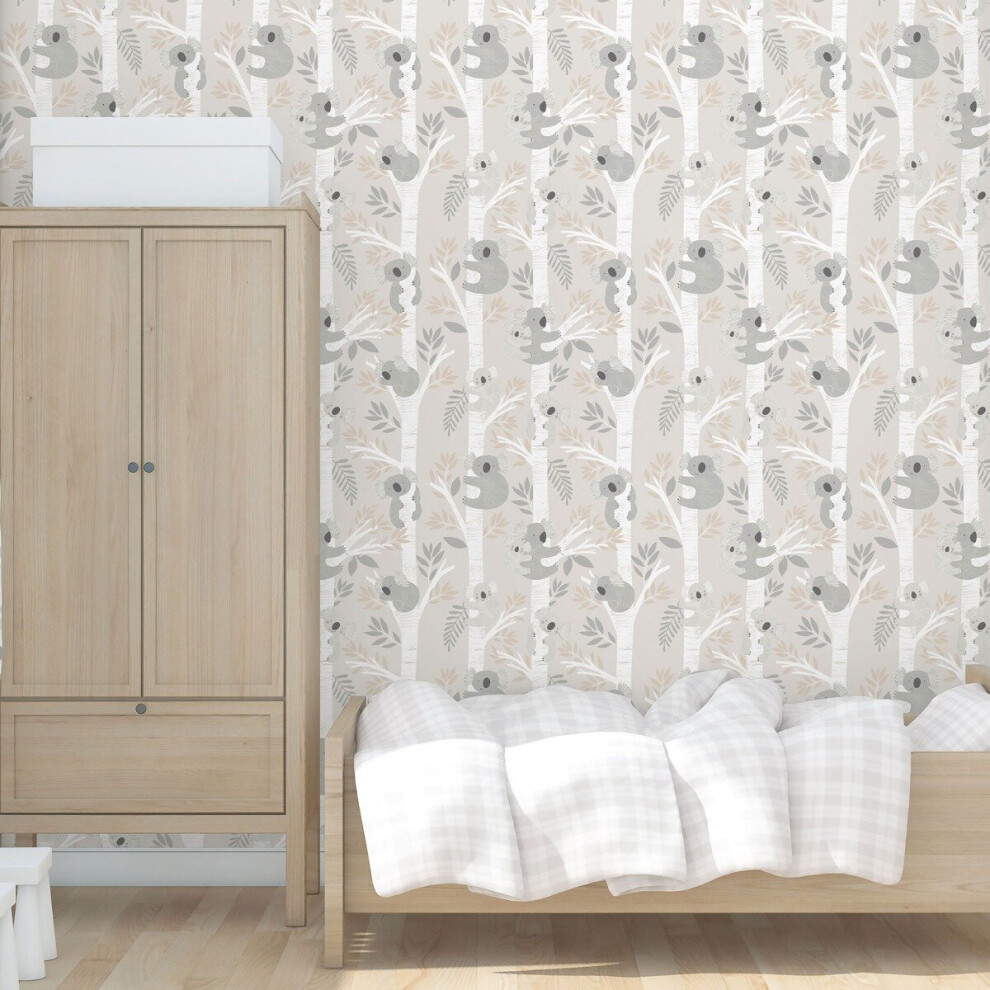 Tiny Tots 2 Koalas Wallpaper Greige Tan Glitter G78385 Galerie