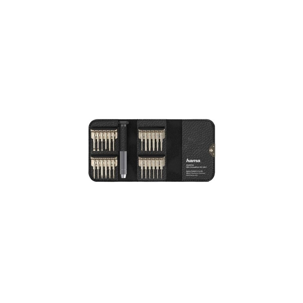 Hama 24-in-1 Mini Screwdriver Set, Resilient Steel, Leather-Look Case, 10 Year Warranty