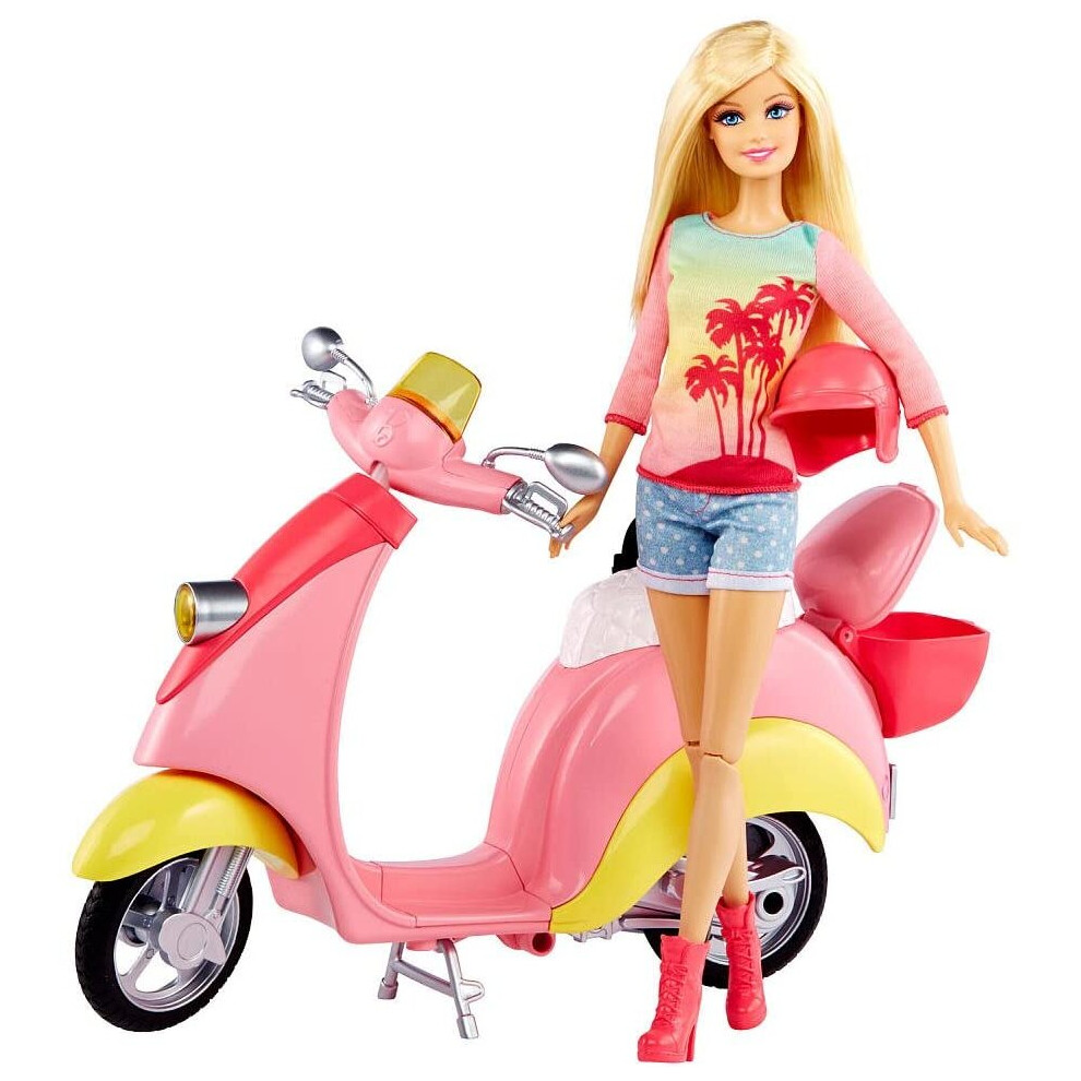 Disney Mattel Barbie Glam Scooter Doll Dolls (Multicolour, Girl, 3 Years, Pink