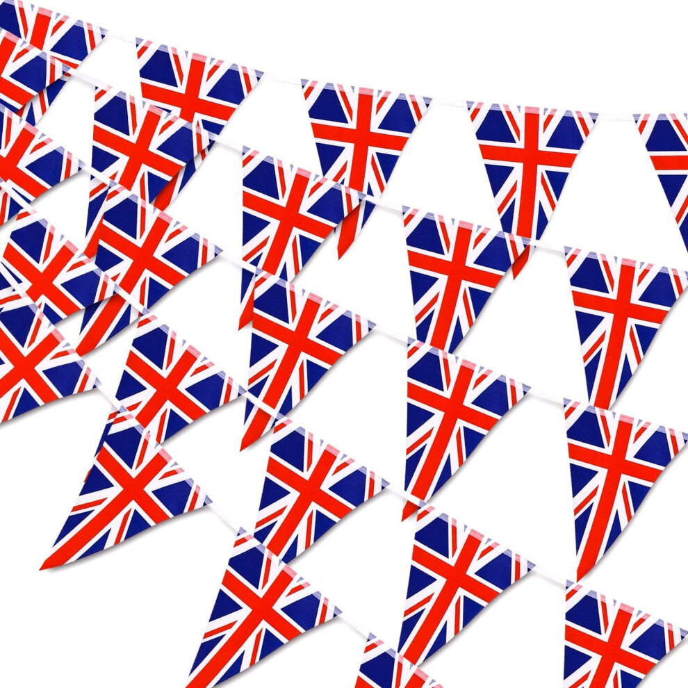 Whaline 30pcs Large Union Jack Bunting Banner Britain Triangle Flag Garlands British Pennant String UK for Celebration Festival...