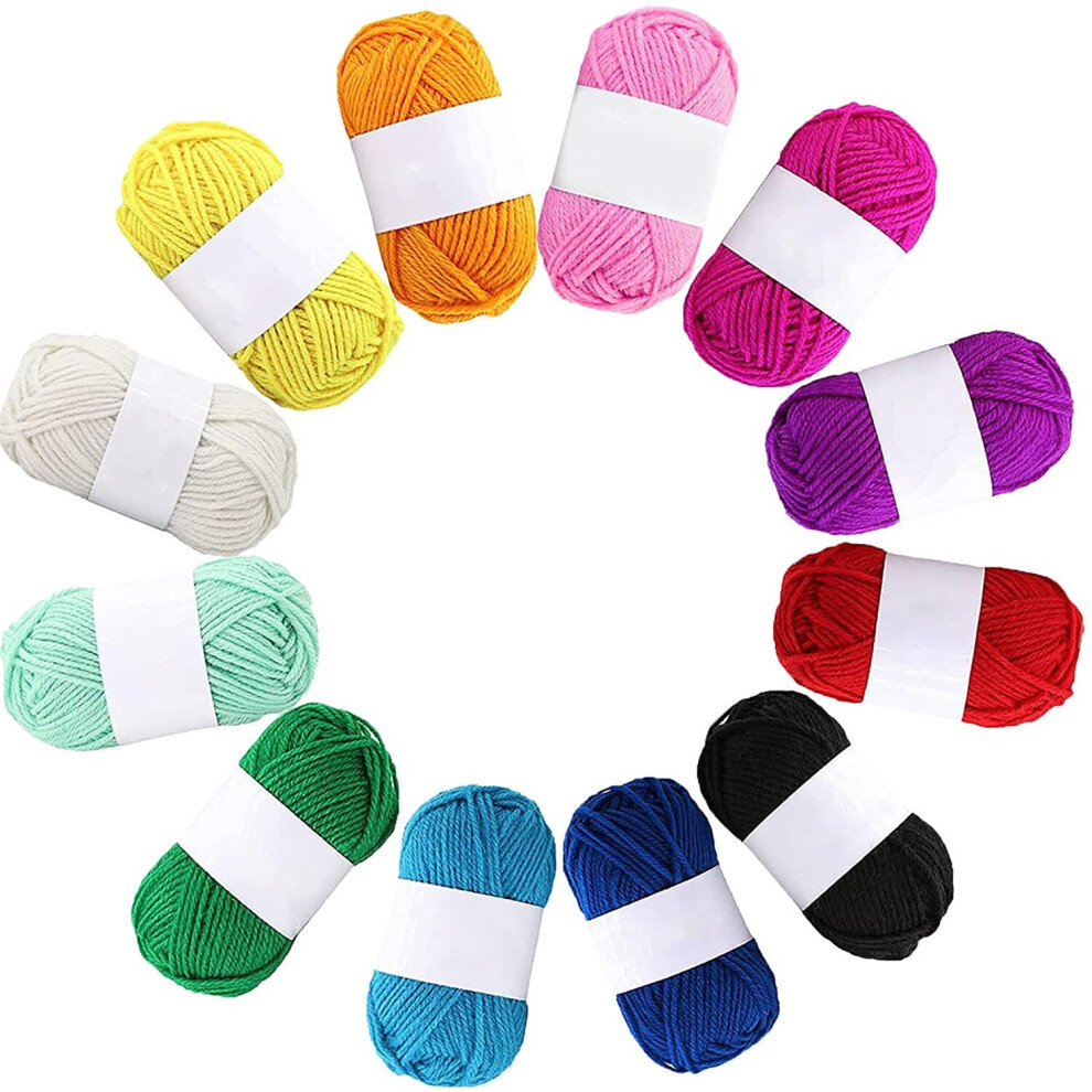 12 Pack Double Knitting Yarn Acrylic Wool Crochet Yarn for Small Yarn Projects Handcrafts 10g