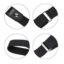 (Black) No Buckle Stretch Belts Buckle-free Invisible Elastic Waist Belts For Jean Pants No Bulge Hassle