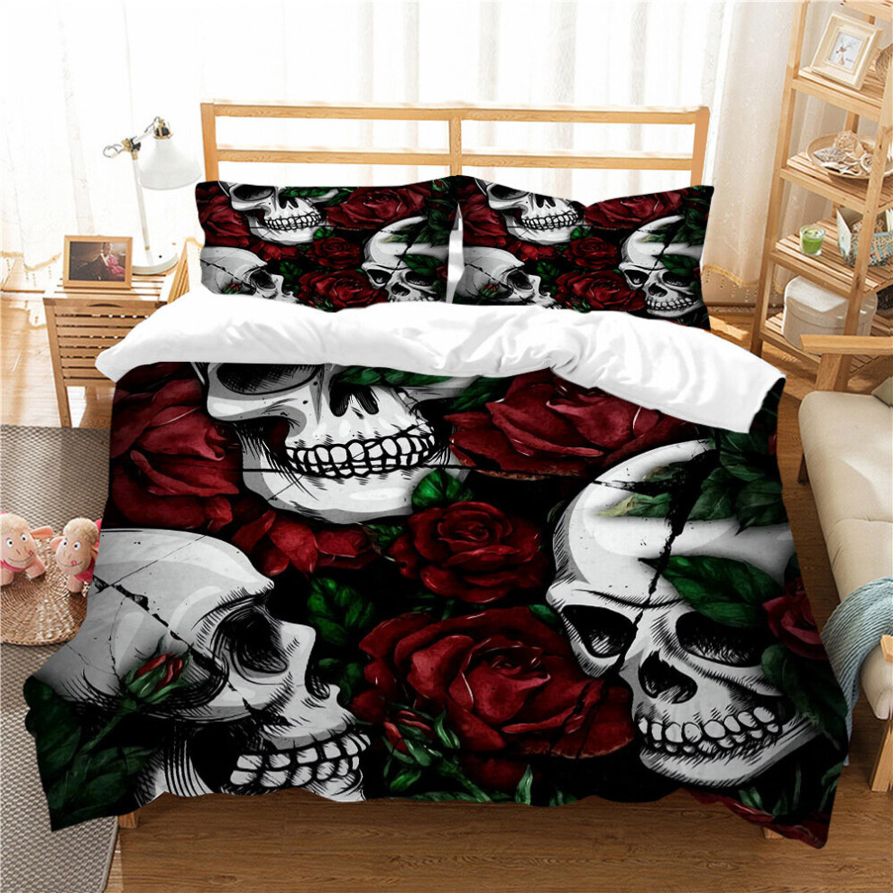 (Double-200x200cm, 1) Skull Single Double 3D Quilt Cover Kids Cartoon Quilt Cover