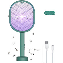 2-in-1 LED Electric Fly Swatter & Mosquito Zapper Racket - 2700V High-Voltage Bug Killer, USB Rechargeable