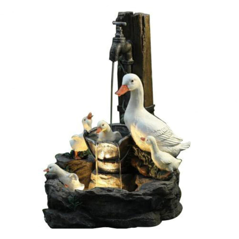 (Duck) Garden Animal Statue Fountain Solar Led Lights Yard Art Decor Outdoor Patio Sculpture