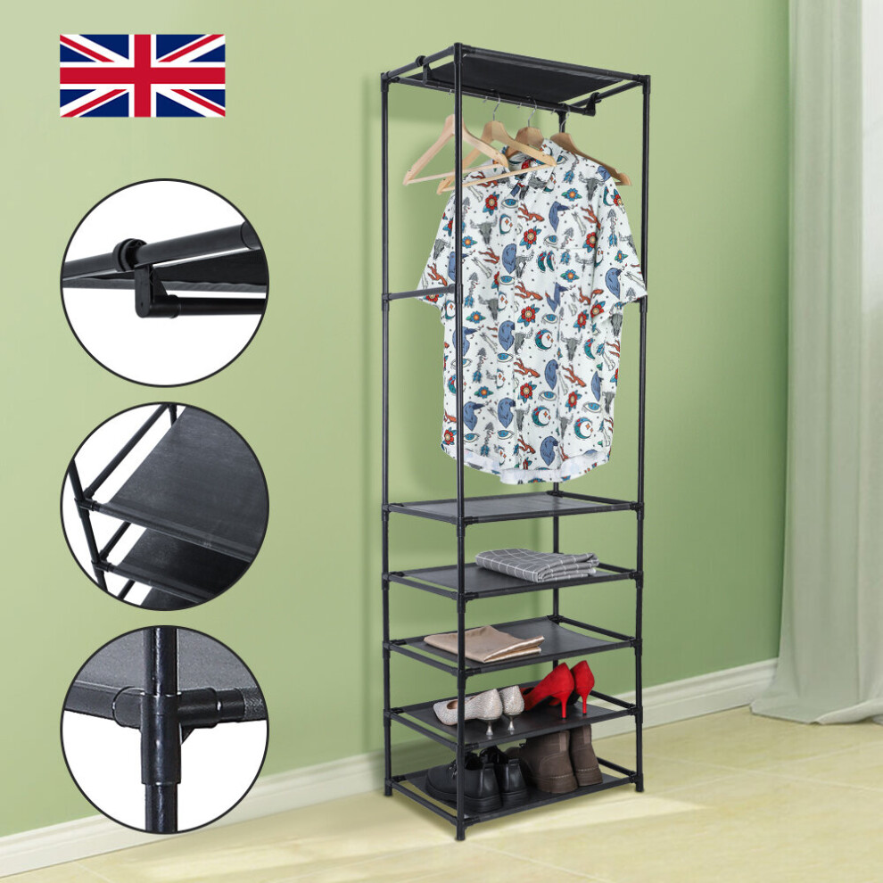 Clothes Rail Rack Garment Dress Hanging Display Stand Storage Shelf Black
