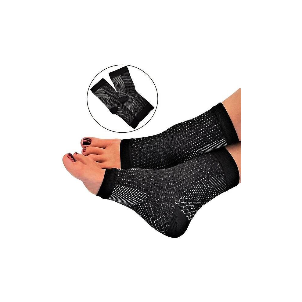 Black (, L Xl) Compression Socks Ankle Bandage Open Toe Plantar Fasciitis Socks Pain Relief Sleeves