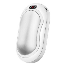 (Gray) 3 In 1 Electric Hand Warmer Power Bank Rechargeable Pocket Heater Led Flashlight