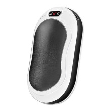 (Black) 3 In 1 Electric Hand Warmer Power Bank Rechargeable Pocket Heater Led Flashlight