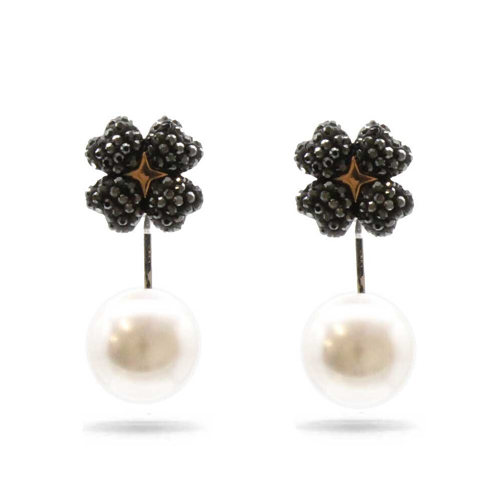 Swarovski Latisha Silver & Black Pearl Earrings