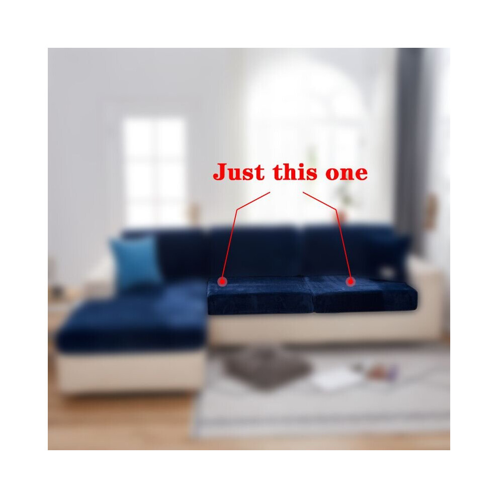 (Dark Blue, 2Seater) Stretch Velvet Sofa Cushion Cover Seat Slipcover