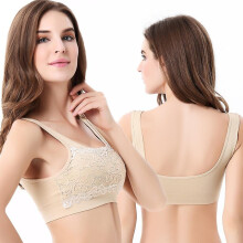 (6 Color, M) Women Lace Genie Bra Wireless Sports Underwear Breathable Sexy Shockproof Bralettes Fitness Yoga