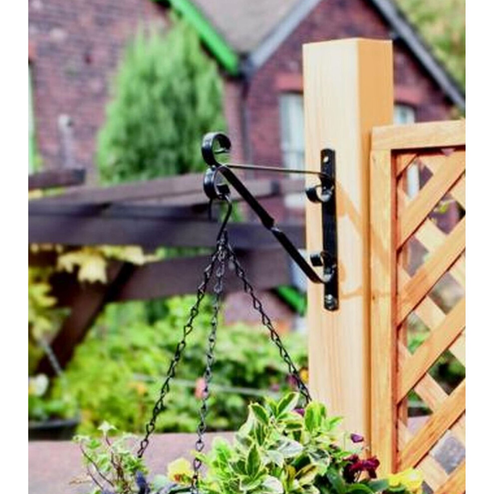 Black Hanging Basket Bracket 10 Inch 25cm Metal Flower Basket Hook