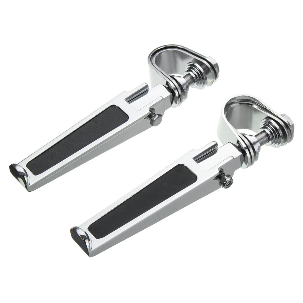 New 1Inch 1-1/4Inch Universal Motorcycle Chrome Clamp On Foot Pegs For Haley/Honda 762179084006
