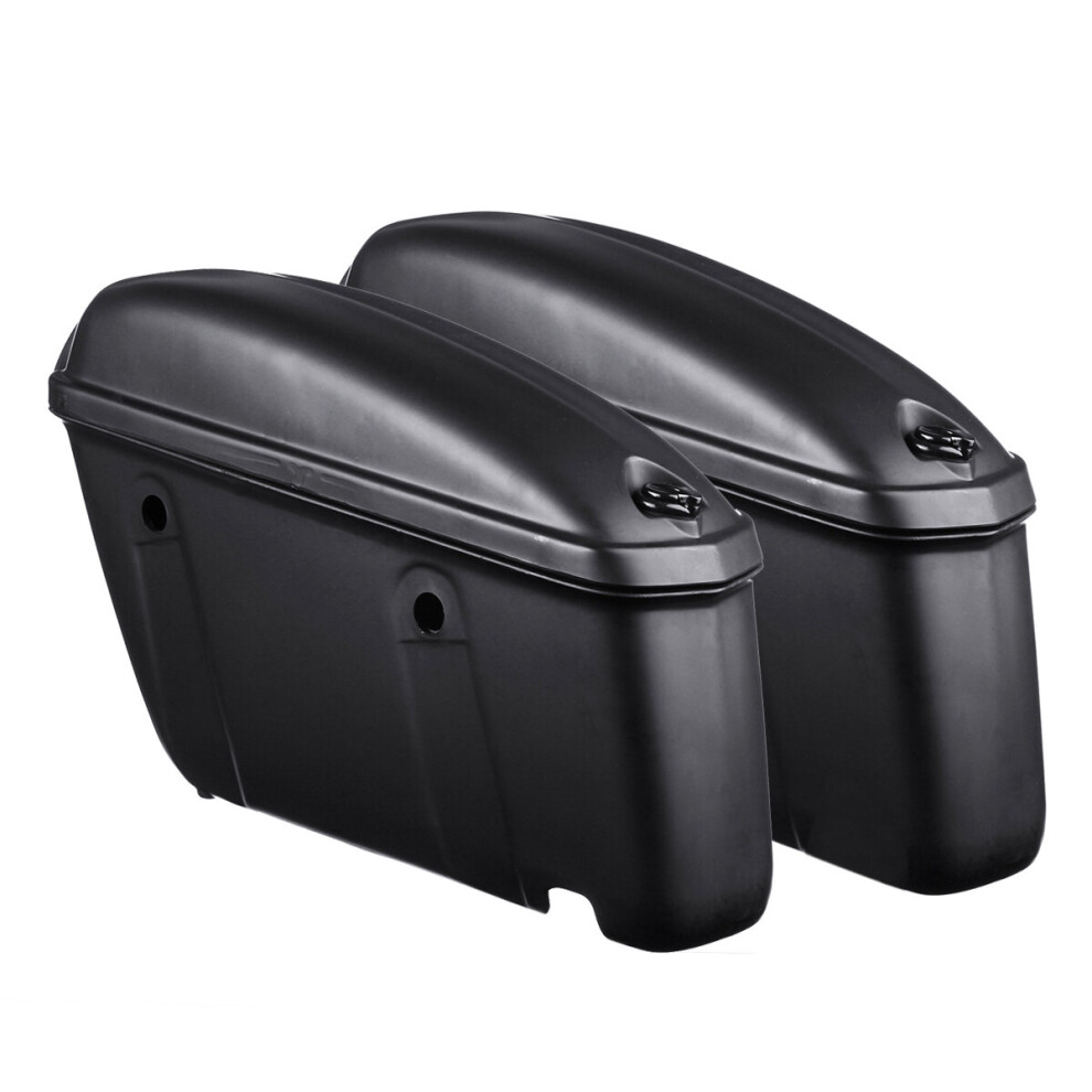New 22L Pair Universal Motorcycle Hard Trunk Saddlebags Saddle Bags Side Box Rear Black 762179096504