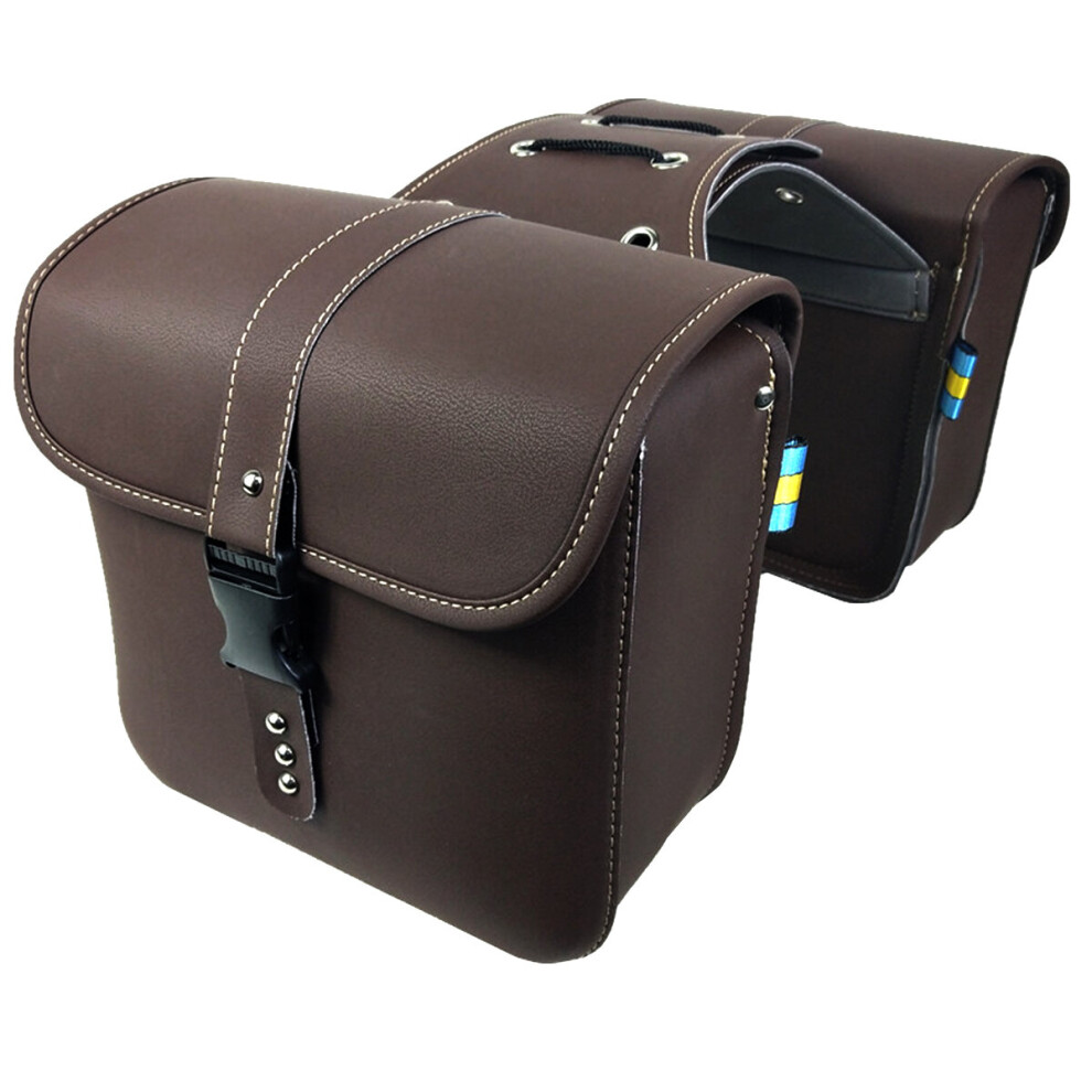 New Pair Pu Leather Motorcycle Saddlebags Side Luggage Tool Storage Bag 762179089339