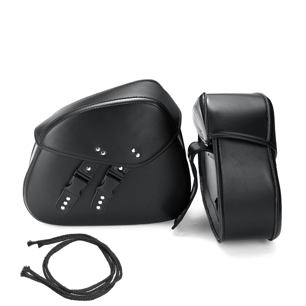 New 2X Motorcycle Tool Pu Luggage Saddlebags Side Storage Pouch For Harley Davidson Black 762179094463