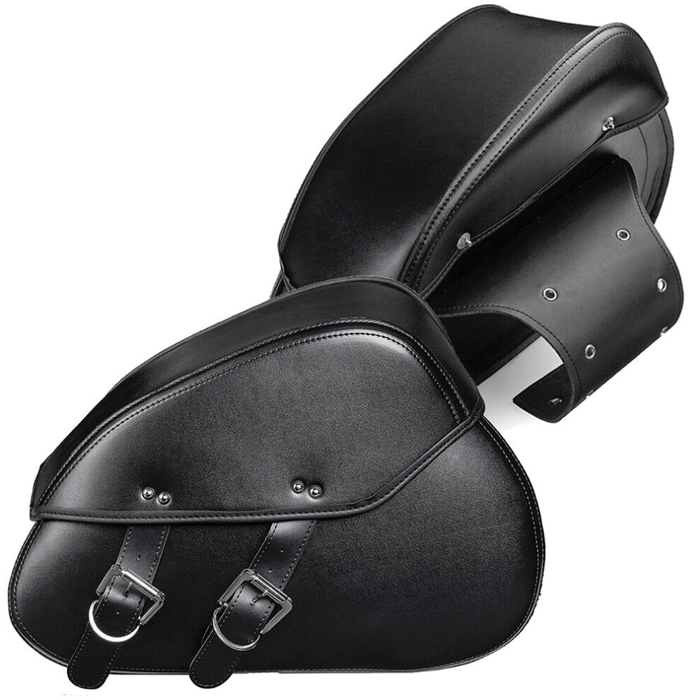 New Pair Large Size Pu Leather Motorcycle Tool Bag Luggage Saddlebags For Harley Black 762179097136