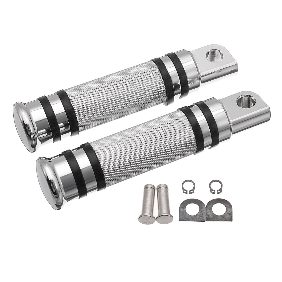 New Motorcycle Aluminum Foot Pegs Footrests For Harley Touring Sportster Softail Dyna Bobber Silver 762179074670