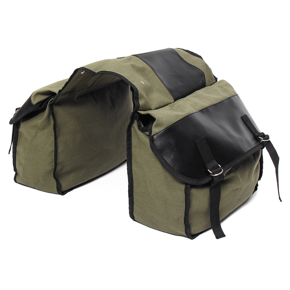 New Motorcycle Saddlebags Canvas Side Back Pack Bike Multi-Purpose Luggage Bag Army Green 762179074724