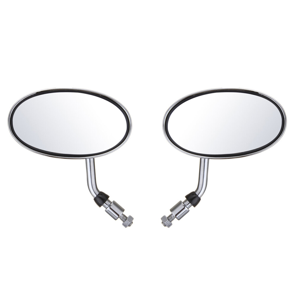 New Pair Motorcycle Cafe Racer Rearview Mirror Handle Bar Sliver 762179079941