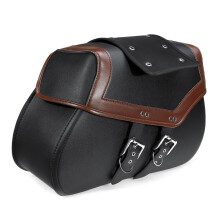 Nuevos 2 piezas de bolsas laterales de cuero PU para motocicleta bolsas de almacenamiento lateral negras y marrón