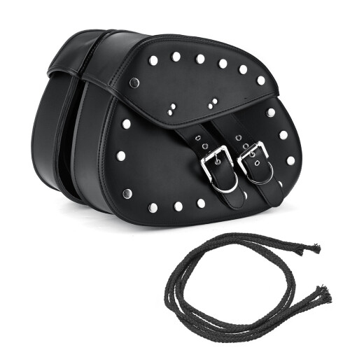 New 2pcs Universal Motorcycle PU Leather Saddlebags Side Storage Tool Bag For Harley